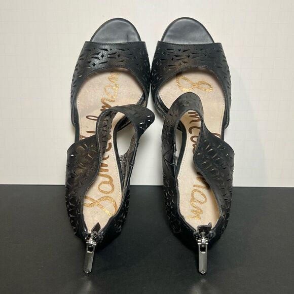 Womens SAM EDELMAN Alva Black Leather Heels / Size 9 Medium - Picture 5 of 8